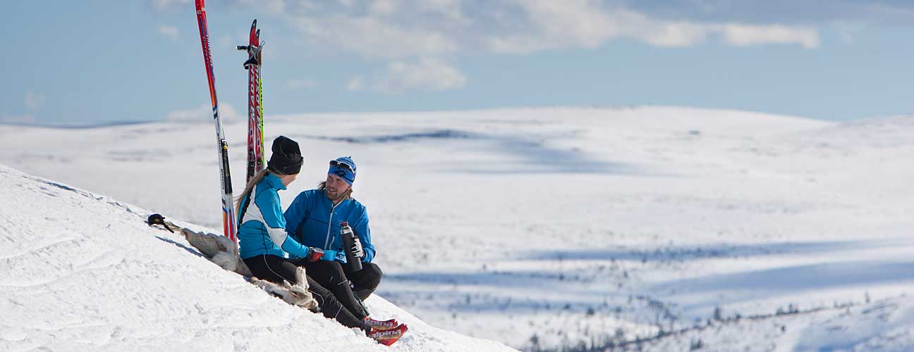 Fikapaus under en längdtur på fjället.